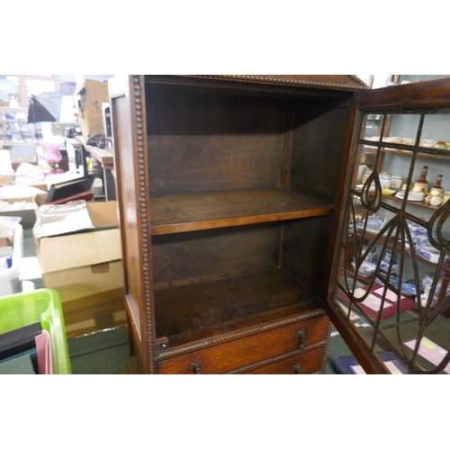 256 - Art Nouveau leaded table cabinet  - Approx size: W: 52cm D: 29cm H: 79cm