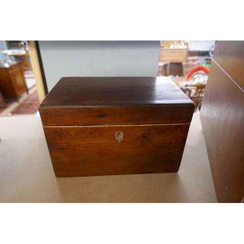 259 - Walnut inlaid workbox, mahogany tea caddy and jewellery box