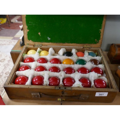 261 - Cased set of vintage snooker balls