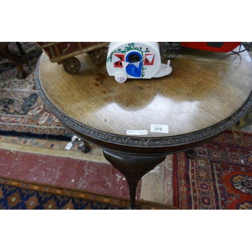 275 - Mahogany occasional table on ball and claw feet