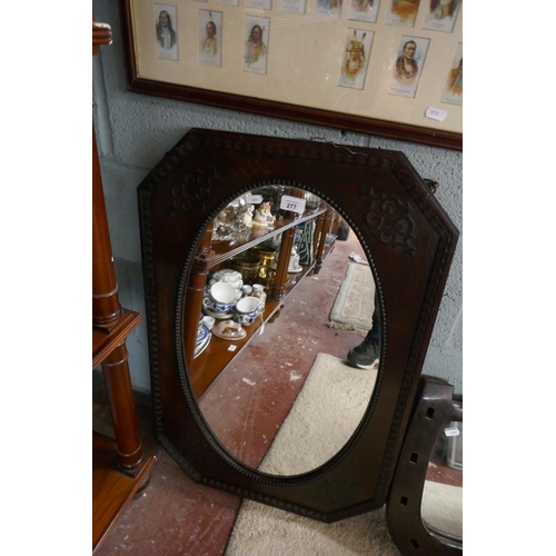 277 - 2 oak framed mirrors with an oak framed fire screen