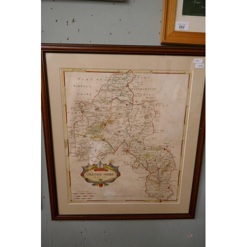 285 - 3 framed maps - Oxfordshire, Somerset and Staffordshire