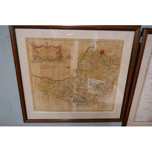 285 - 3 framed maps - Oxfordshire, Somerset and Staffordshire