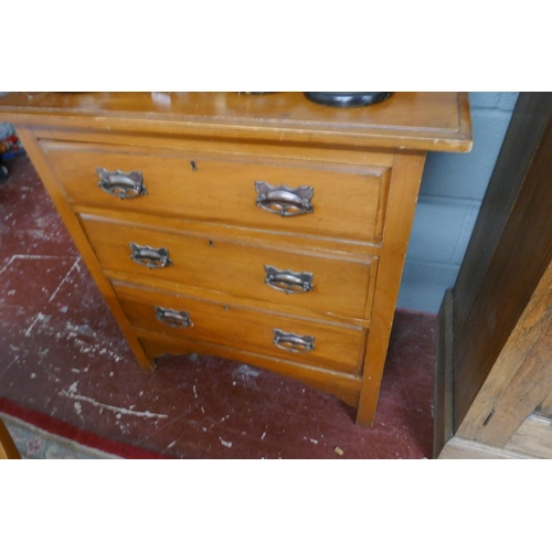 289 - Antique satin-walnut dressing chest  - Approx size: W: 82cm D: 43cm H: 155cm