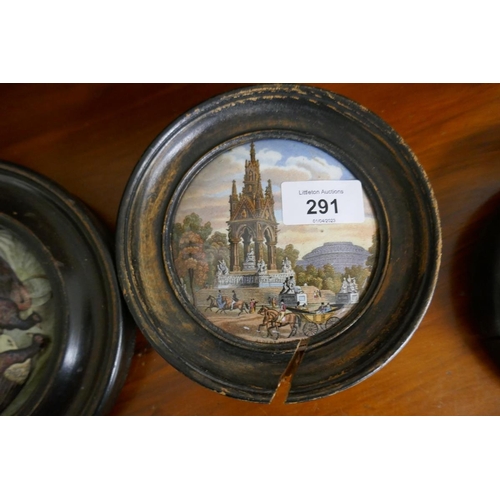 291 - 4 framed Prattware lids