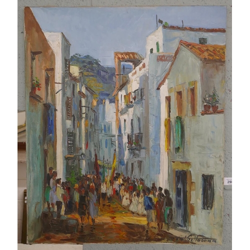 298 - Oil painting by Josep Font Sellbona (1928 - 2010) - Approx image size: 54cm x 65cm