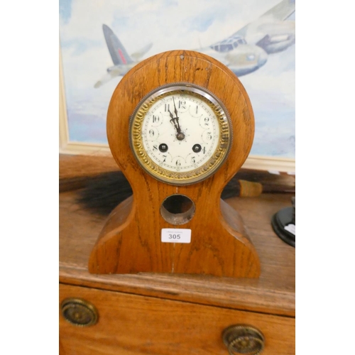 305 - Oak cased mantel clock