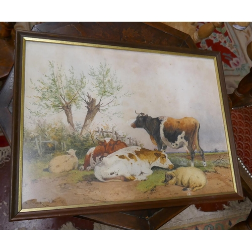 310 - Watercolour - Farmyard scene signed Frederick E Valter 1892 - Approx image size: 44cm x 33cm