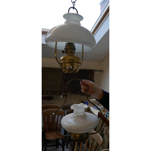 328 - Large hanging oil lamp and another