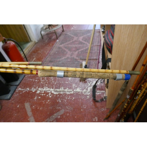 337 - Collection of vintage split cane fishing rods