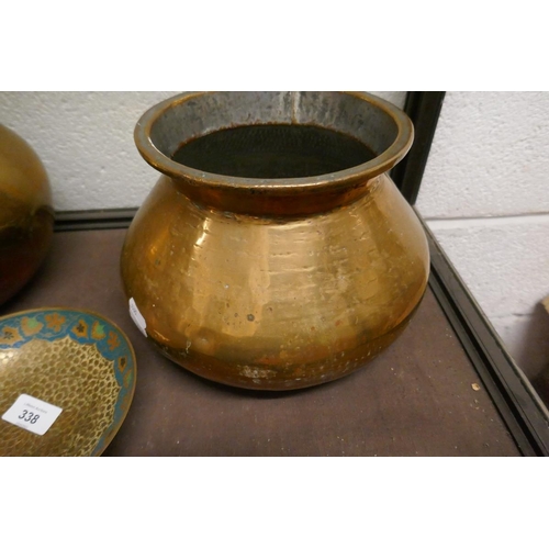 338 - Antique Persian water containers and brass styrups