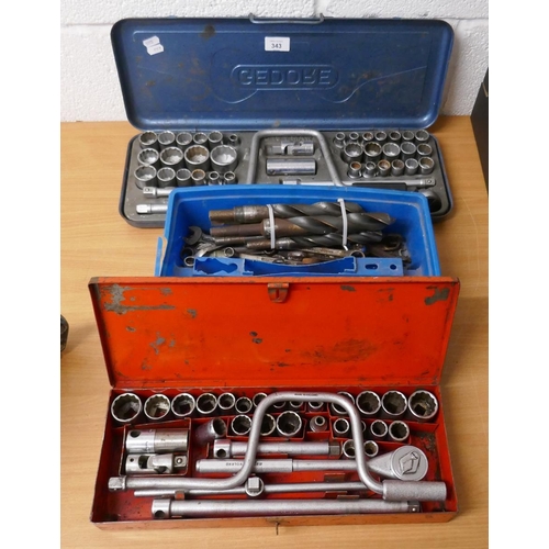 343 - Collection of socket sets spanners etc