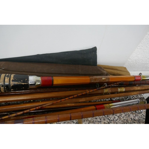 349 - Collection of vintage split cane rods