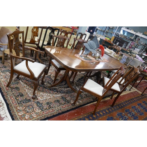 403 - Regency style good quality twin pedestal mahogany dining table - Approx size: L: 216cm W: 100cm H: 7... 