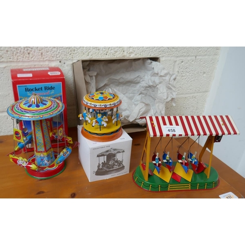 458 - Wind up tin plate toys - Fairground Rides