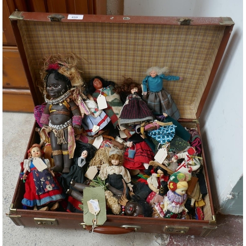 459 - Collection of vintage dolls in suitcase