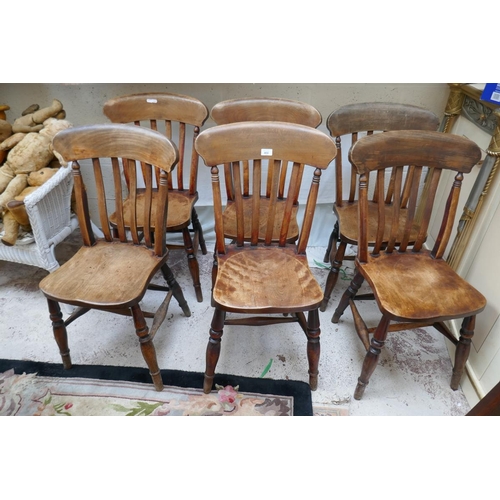 468 - Set of 6 Victorian slat back kitchen chairs