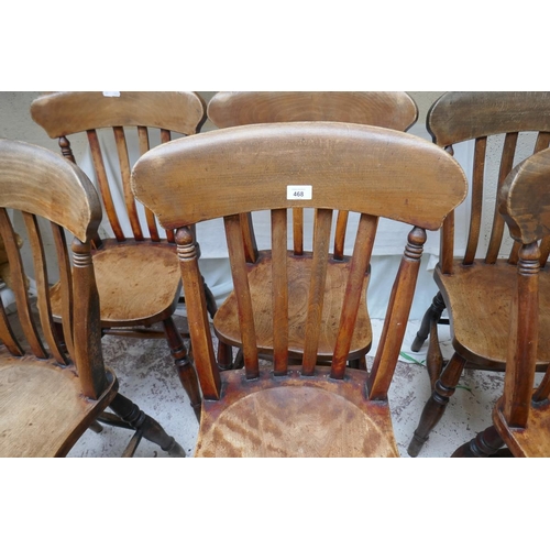 468 - Set of 6 Victorian slat back kitchen chairs