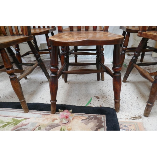 468 - Set of 6 Victorian slat back kitchen chairs