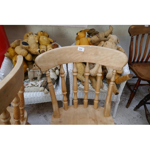 470 - Set of 6 beechwood spindleback dining chairs