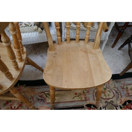 470 - Set of 6 beechwood spindleback dining chairs