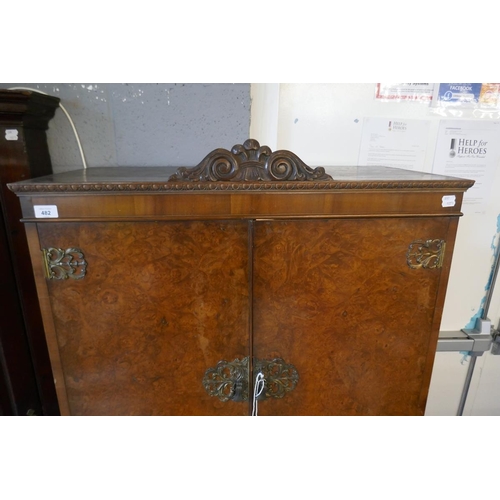 482 - Walnut cocktail cabinet  - Approx size: W: 87cm D: 43cm H: 166cm