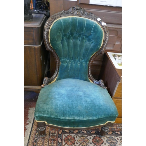 486 - Antique carved upholstered chair