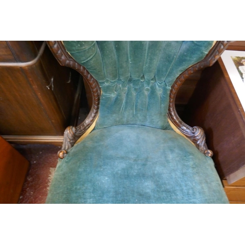 486 - Antique carved upholstered chair