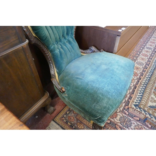 486 - Antique carved upholstered chair