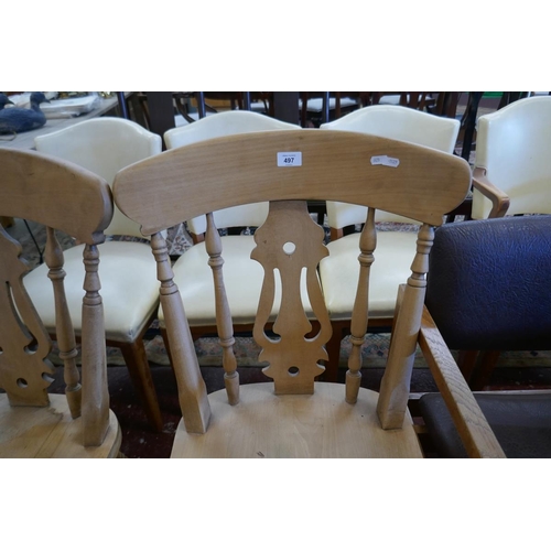 497 - Pair of beechwood dining chairs