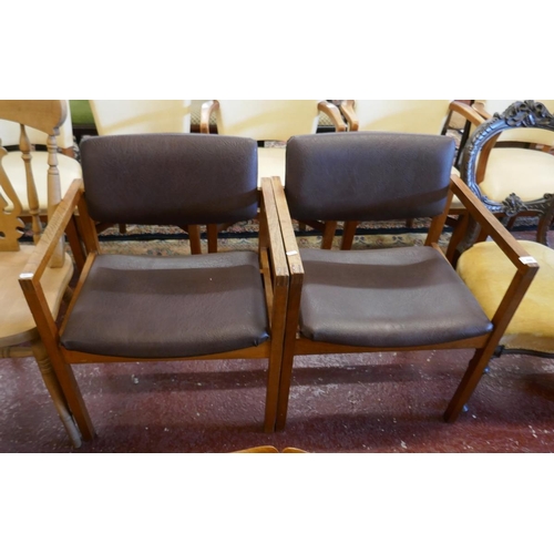 498 - Pair of mid century oak armchairs 