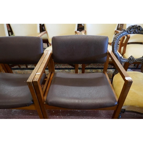 498 - Pair of mid century oak armchairs 