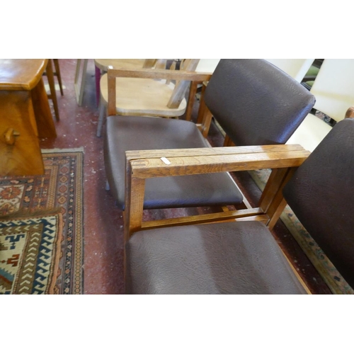 498 - Pair of mid century oak armchairs 