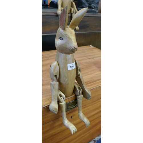 505 - Articulated wooden rabbit figure