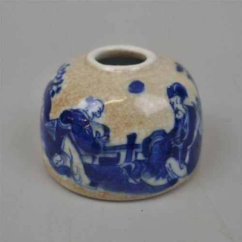 163 - Pair of hand painted blue and white ink wells