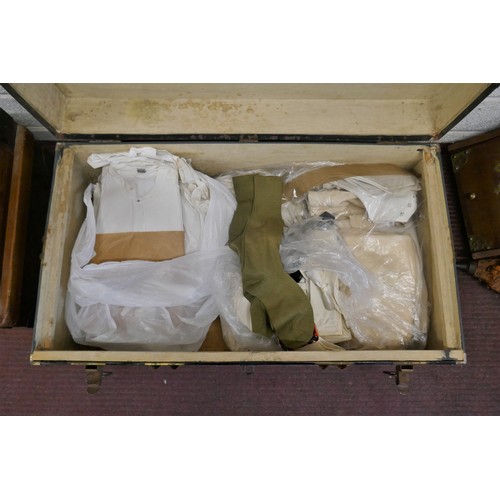 356 - Travel trunk full of military clothing