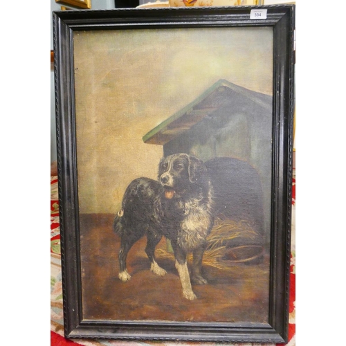 304 - Oil on canvas of dog - Approx image size: 49cm x 75cm