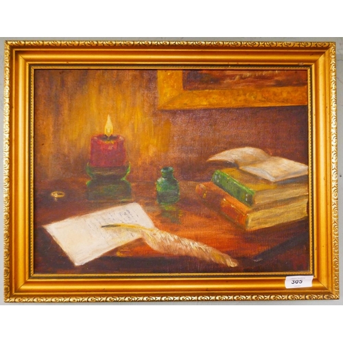 305 - Oil on board - A Broken Engagement by Harold J Mann - Approx image size: 39cm x 29cm