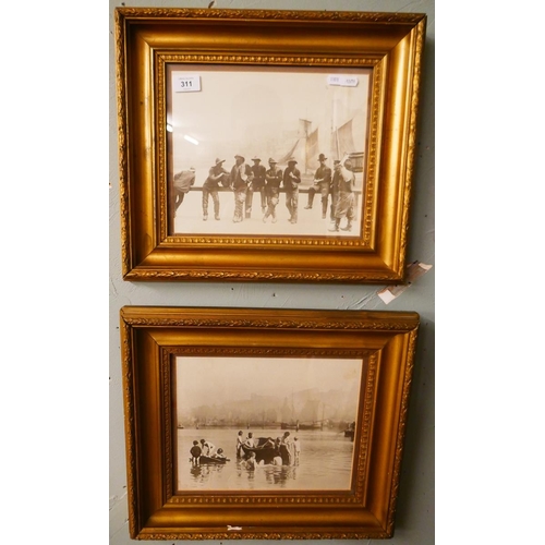 311 - 2 black & white photographs in gilt frames