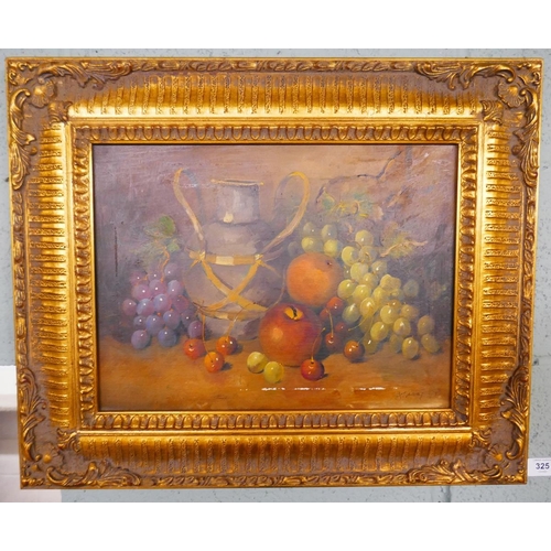 325 - Oil - Still life of fruit signed Anthony J Avery - Approx image size: 39cm x 29cm