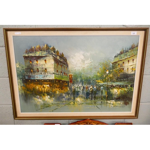 328 - Impressionist oil on board signed R Simmons - Approx image size: 89cm x 59cm