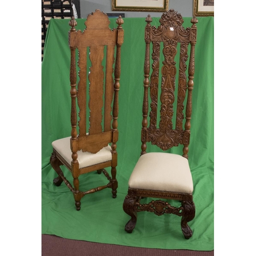 363 - Fine pair of well carved tall Russian chairs - Approx height: 172cm