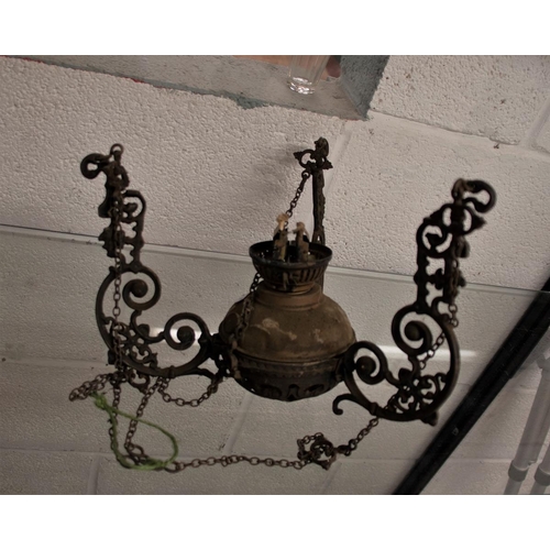 379 - Antique brass hanging lantern