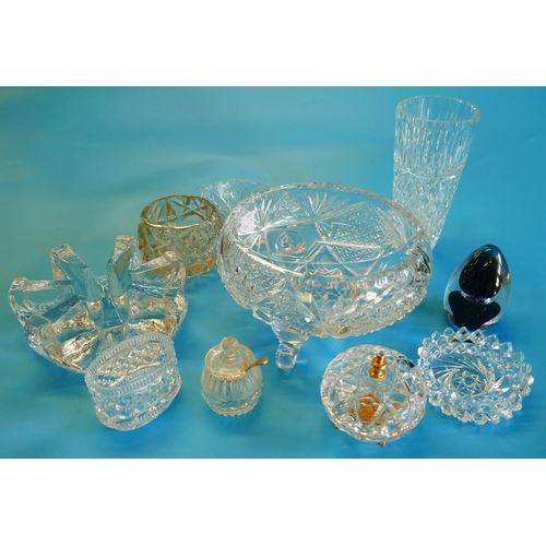 435 - Collection of cut glass to include a glass teapot warmer