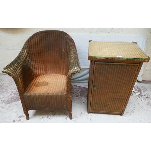 438 - Lloyd Loom chair with cabinet