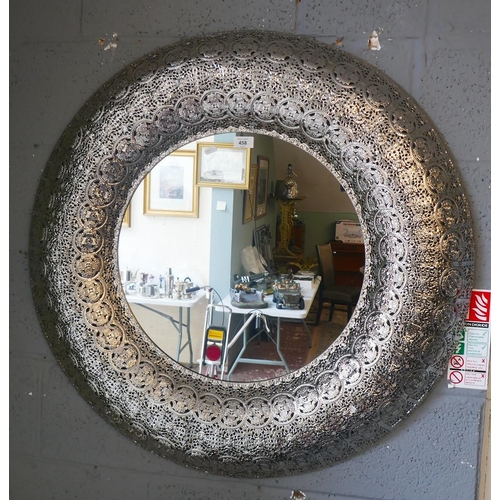 458 - Round ornate framed mirror