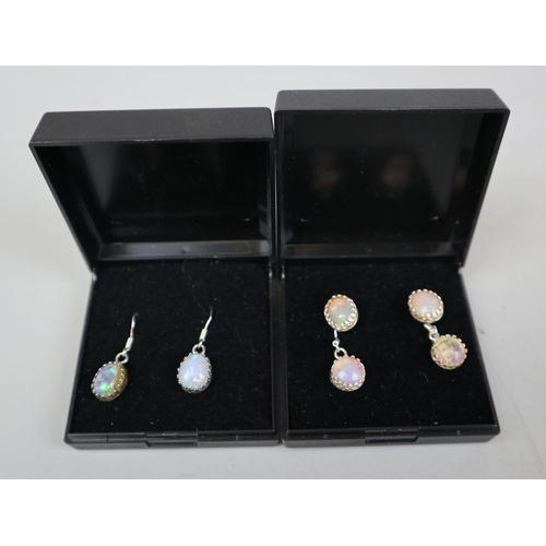89 - 2 pairs of Ethiopian wello crystal opal earrings