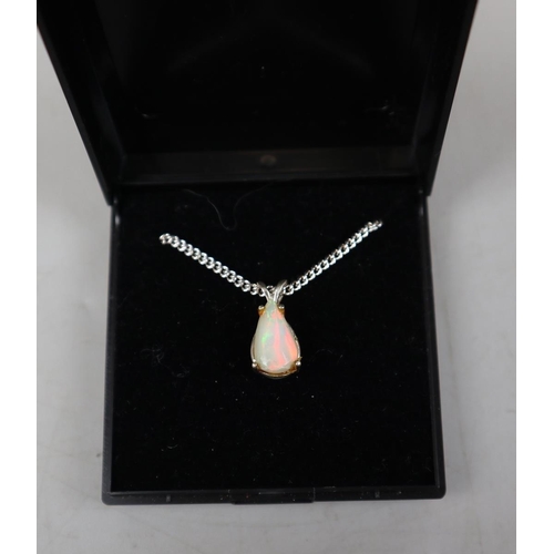 97 - Ladies Ethiopian wello opal necklace on silver