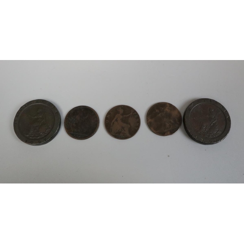 123 - Coins - Collection of antique pennies to include cartwheel penny 1797
