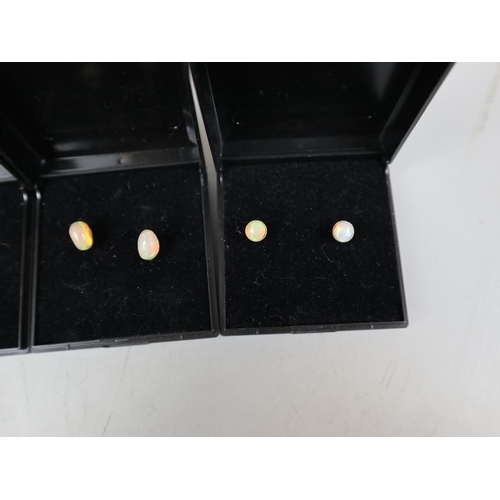 100 - 4 pairs of earrings Ethiopian wello opal on silver